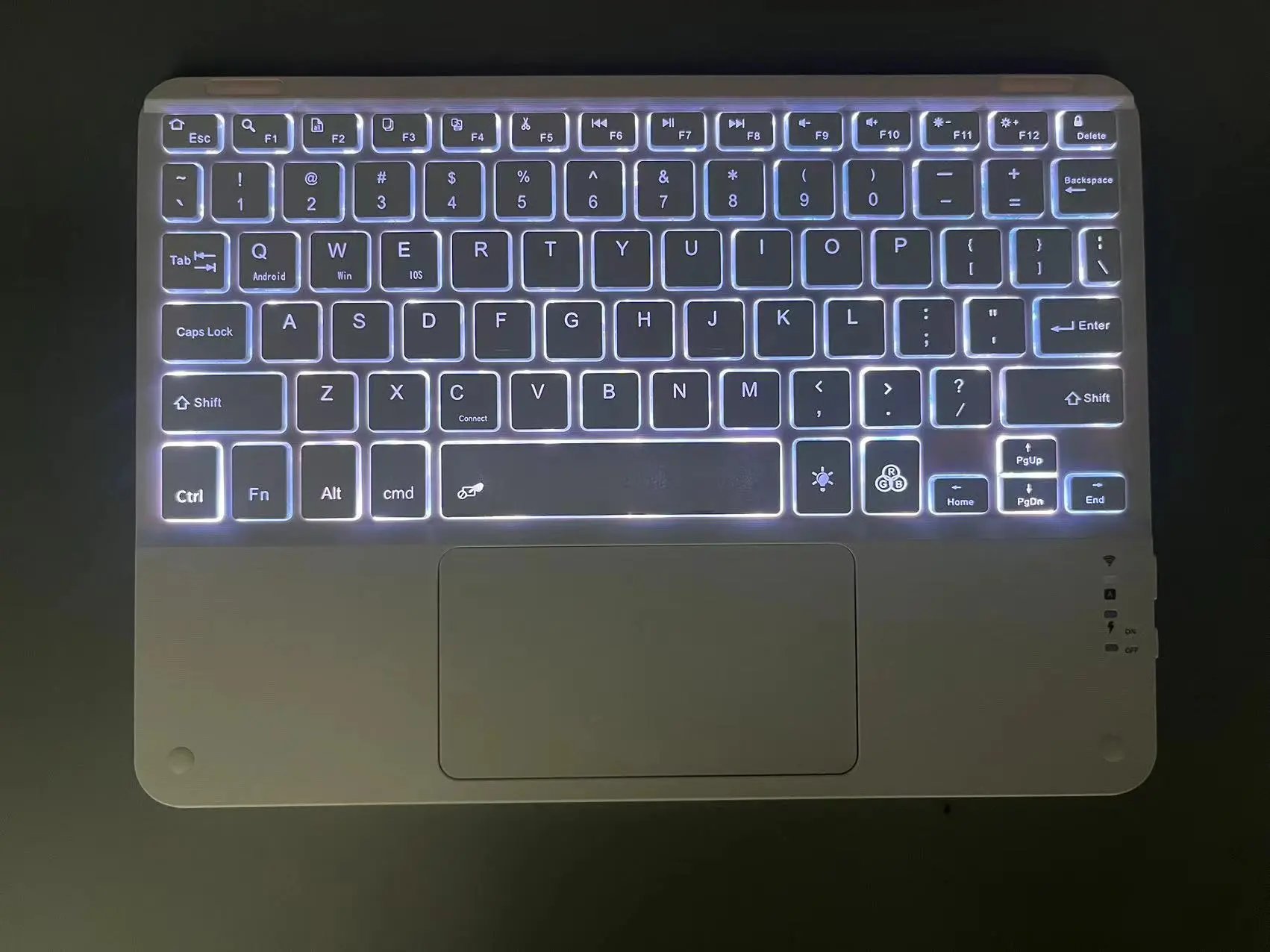 White backlit keyboard