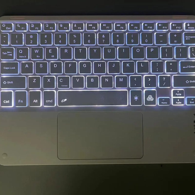 Wireless RGB Backlit Keyboard with Touchpad in Silver Purple