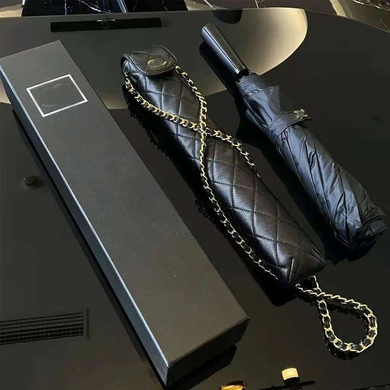 Chanel Quilted Chain Umbrella Case Black Accessory - 2