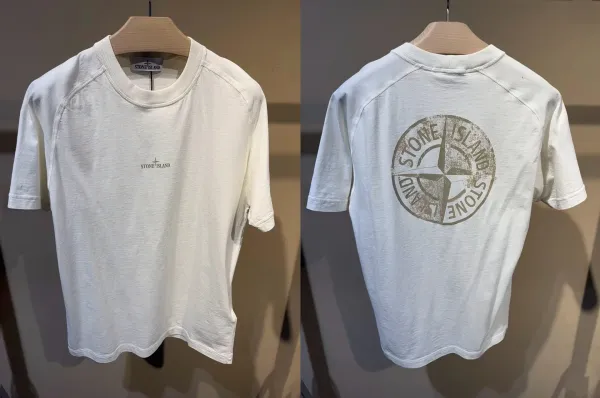 Stone Island Compass Logo T-Shirt Charcoal Gray T-Shirt - 19
