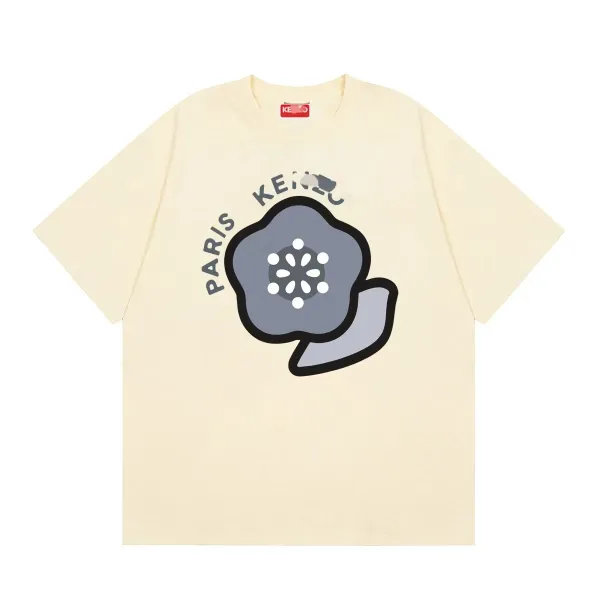 Kenzo Flower Logo Graphic T-Shirt Beige - 1