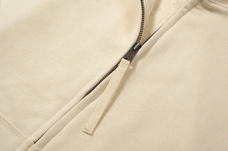 Design Zip-Up Hoodie Beige Hoodie - 5