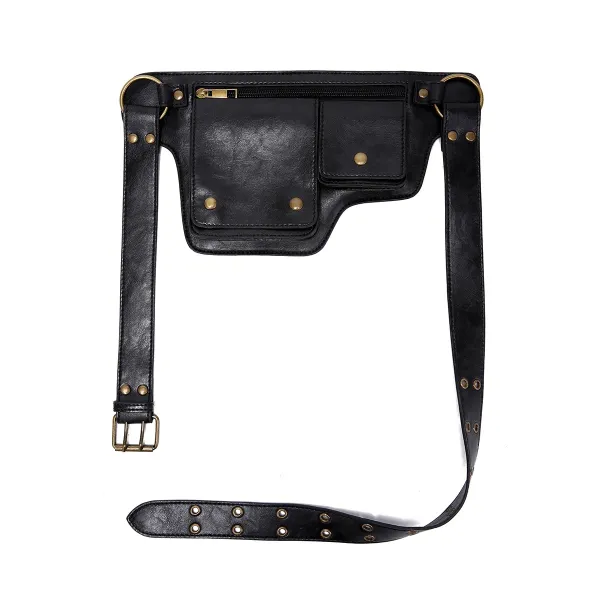 Design Embossed Floral Gray Leather Belt Bag - 20