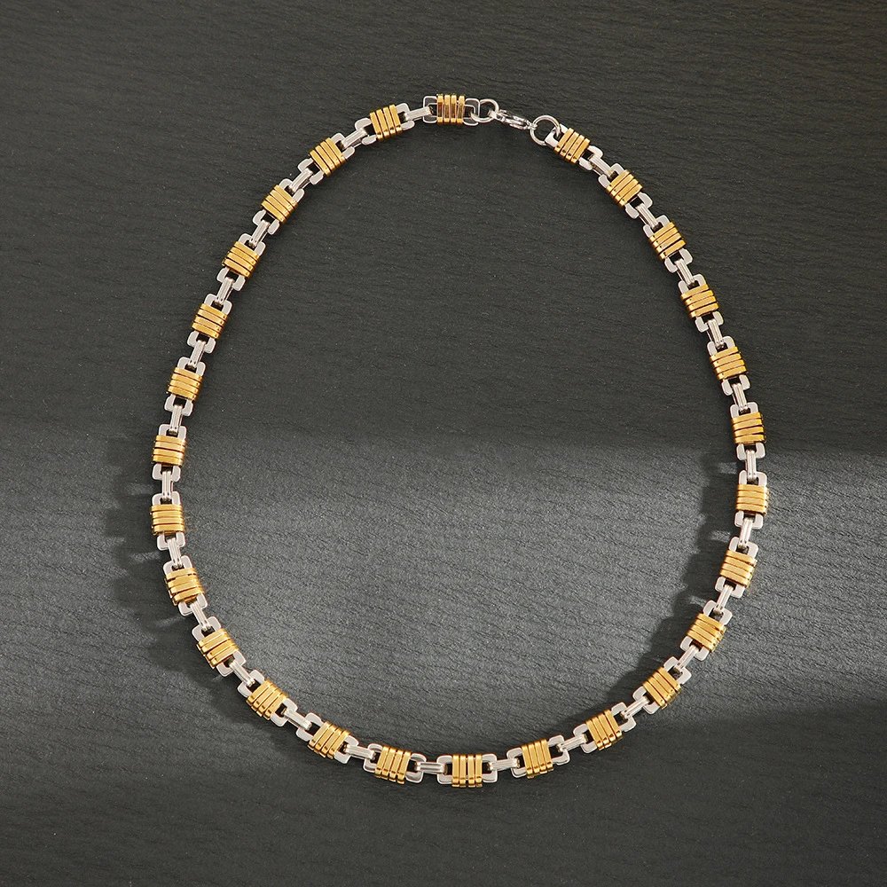 Two-Tone Link Chain Necklace Gold and Silver Jewelry
