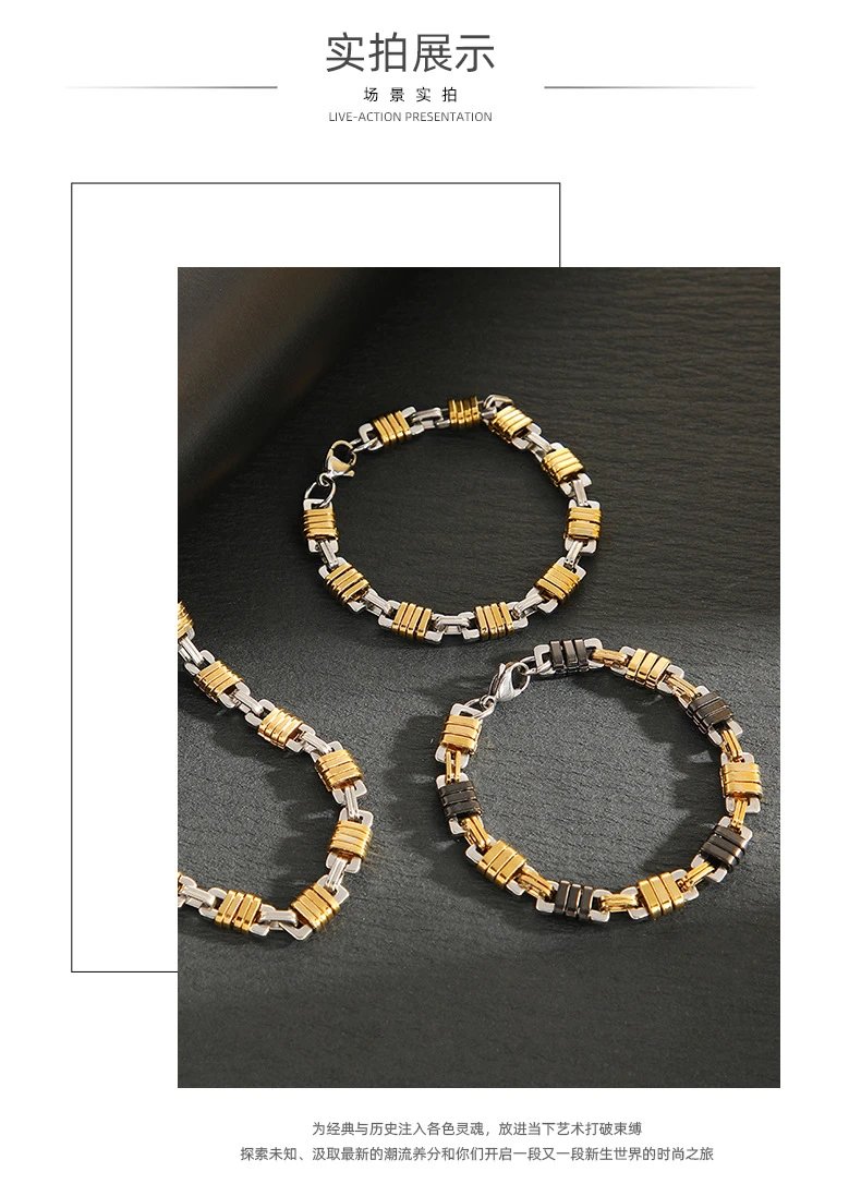 Design Two-Tone Link Bracelet Gold and Silver Bracelet Jewelry - 8