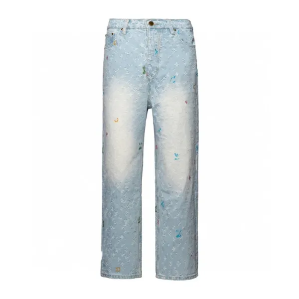 Louis Vuitton Monogram Denim Jeans Light Blue Multicolor - 1