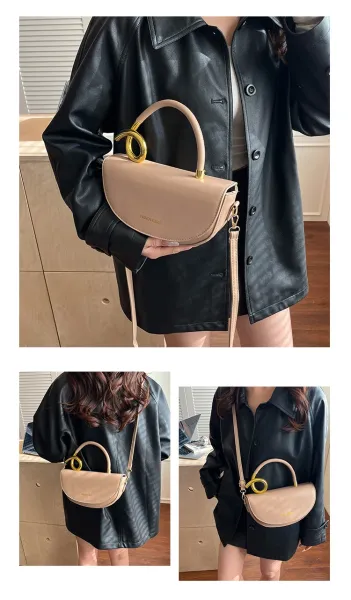 Design Black with Gold Twist Handle Handbag - 18