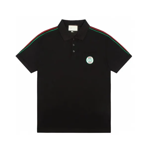 Gucci Logo-Embroidered Black Polo with White Trim Polo Shirt - 10