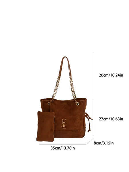 Saint Laurent Medium Niki Suede Brown Chain Shoulder Bag - 3