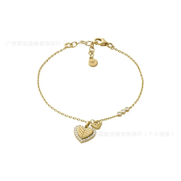 Emporio Armani Heart Charm Bracelet Gold Jewelry - 1