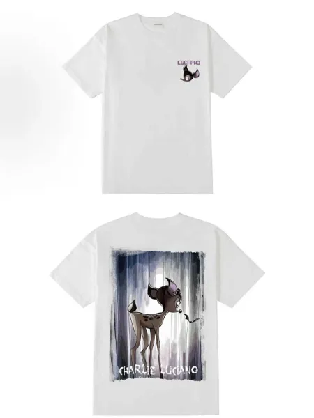 Design Charlie Luciano Bambi Art Print White T-Shirt T-Shirts - 1