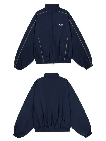 Design Windbreaker Jacket Navy with Reflective Stripes Outerwear.windbreaker - 1