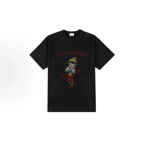 Design Charlie Luciano Pinocchio Graphic Black T-Shirt T-Shirts - 1
