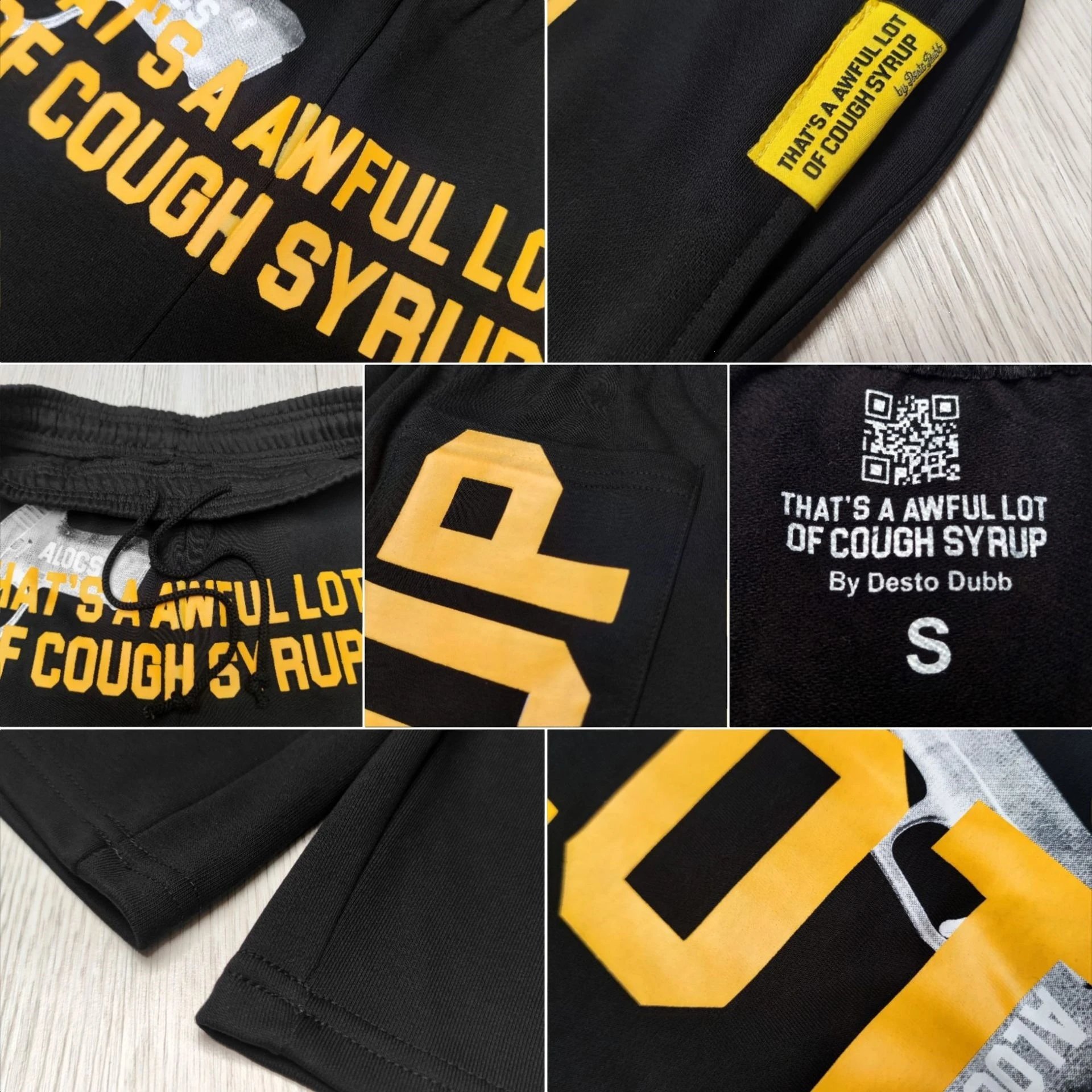 Design 'That's A Awful Lot Of Dead Homie' x 'Syrup' Graphic Sweatshorts Black Shorts - 5
