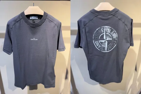 Stone Island Compass Logo T-Shirt Charcoal Gray T-Shirt - 1
