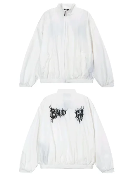 Balenciaga Logo Print Windbreaker White Jacket - 1