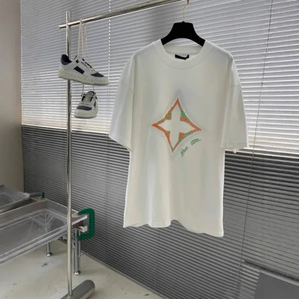 Design Diamond Grid Print White T-Shirt - 9