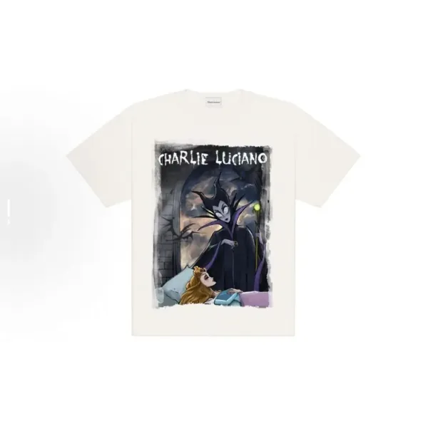 Design Charlie Luciano Maleficent x Aurora Graphic Print Off-White T-Shirt T-Shirts - 8