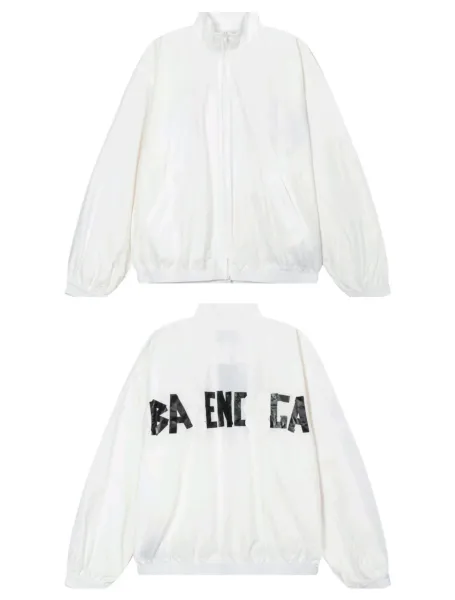 Balenciaga Logo Windbreaker White Jacket Outerwear.windbreaker - 1