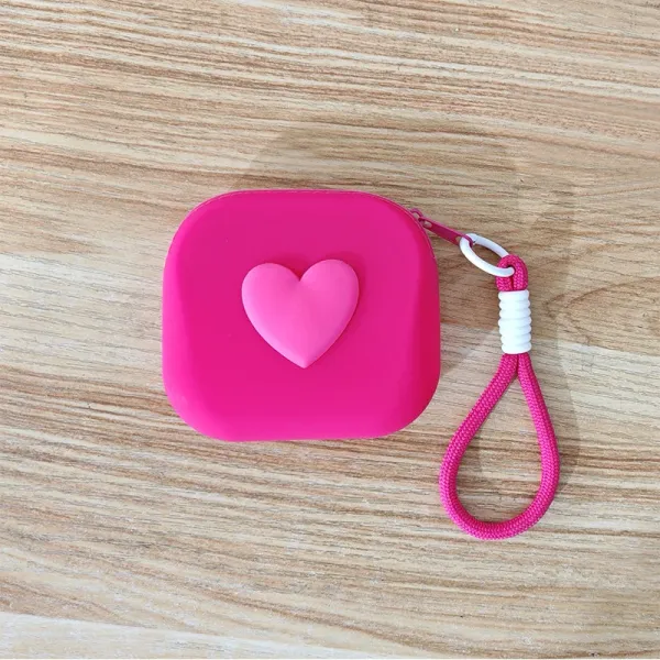 Design Heart Silicone Coin Purse Pink Wallets - 1