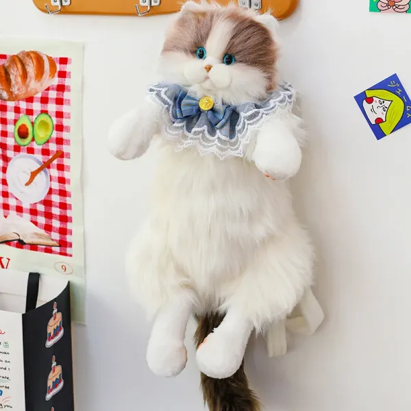 Design Cat Plush Backpack with Lace Collar White - 1