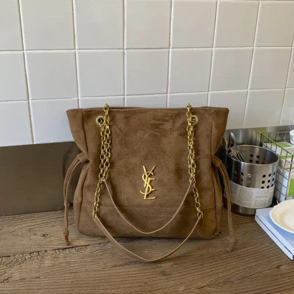 Saint Laurent Medium Niki Suede Brown Chain Shoulder Bag - 1