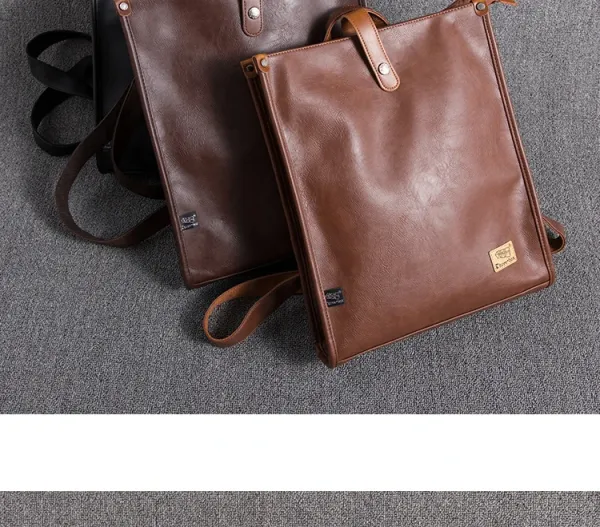 Design Minimalist Leather Messenger Bag Black Crossbody Bags - 12