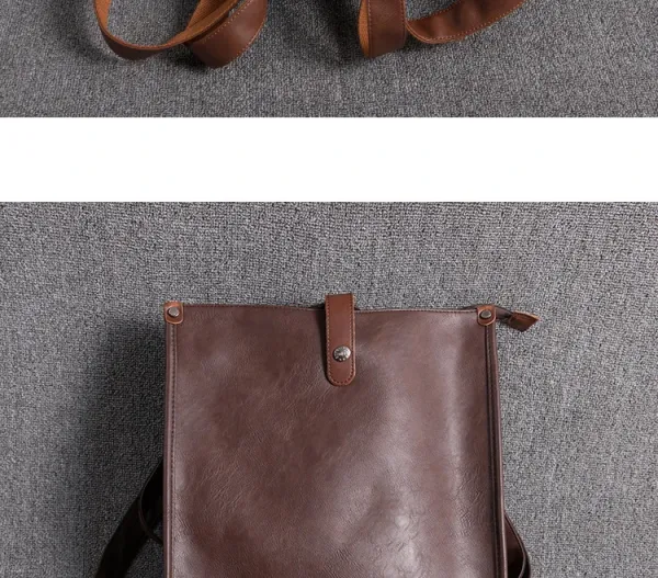 Design Minimalist Leather Messenger Bag Black Crossbody Bags - 17