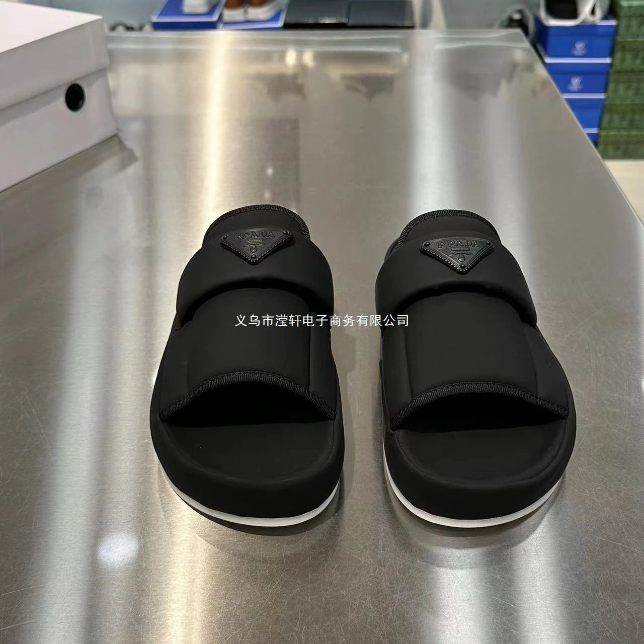 Design Tugedun Slide Sandals Black Comfort Platform Slippers - 9