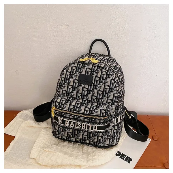 Design EAISHIU Monogram Print Mini Backpack Set Black / White Backpacks - 26