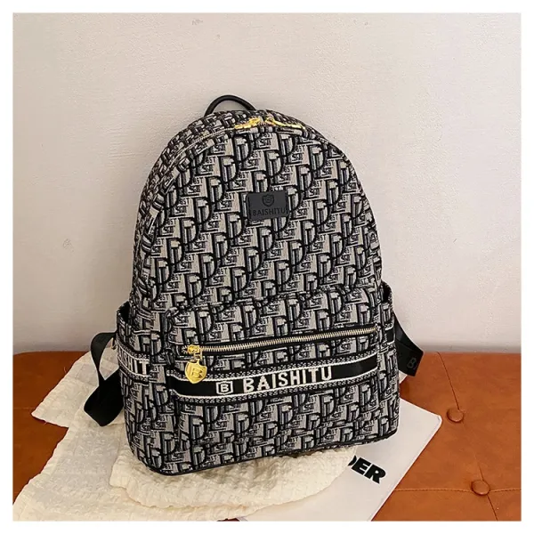 Design EAISHIU Monogram Print Mini Backpack Set Black / White Backpacks - 28