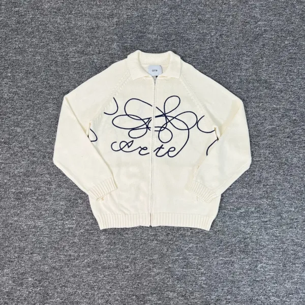 Corteiz Scribble Knit Cardigan Beige - 6