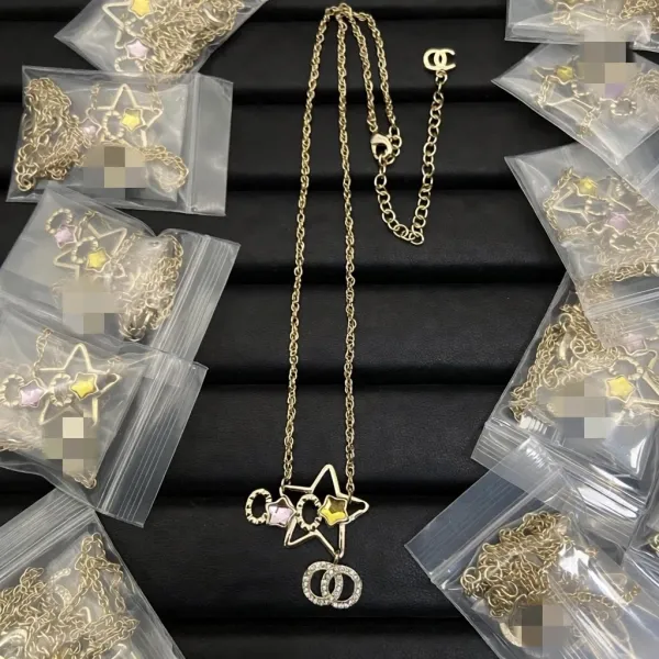 Chanel Star and CC Pendant Gold-Tone Necklace Jewelry - 1