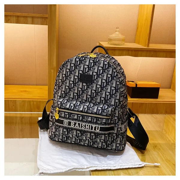 Design EAISHIU Monogram Print Mini Backpack Set Black / White Backpacks - 42