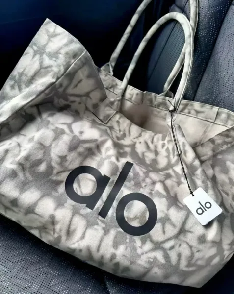 Alo Gray Marble Print Tote Bag - 1