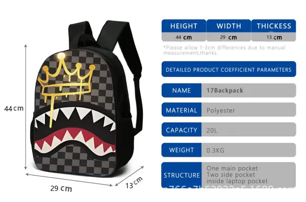 A Bathing Ape Shark Face Red Black Camo Backpack Set - 4