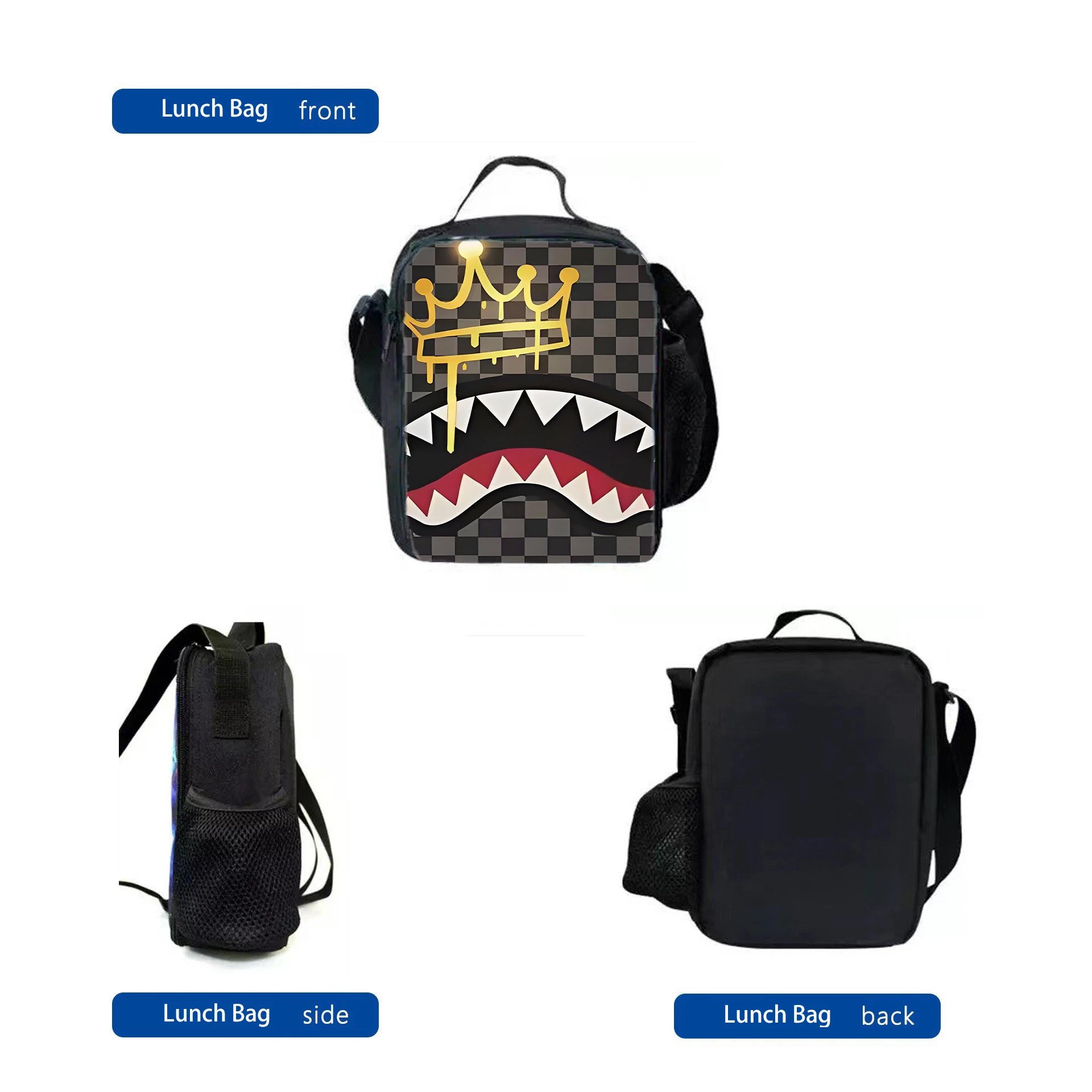 A Bathing Ape Shark Face Red Black Camo Backpack Set - 9