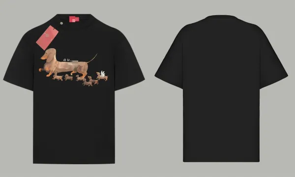 Gucci Dachshund Print Black T-Shirt - 1