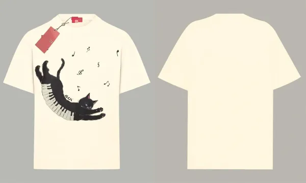 Gucci Cat Piano Print Cream T-Shirt - 1