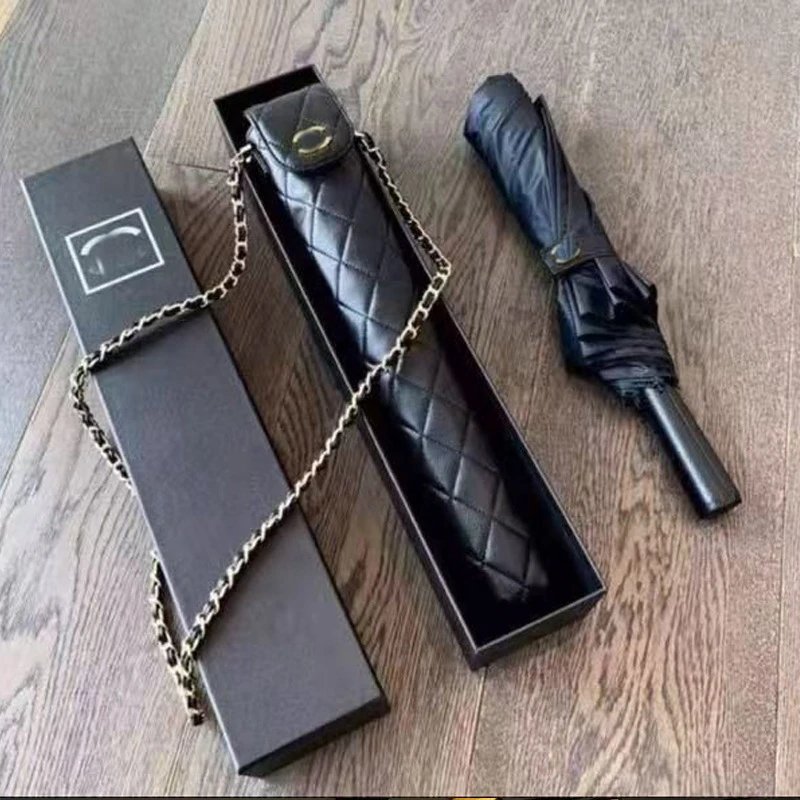 Chanel Quilted Chain Umbrella Case Black Accessory - 3