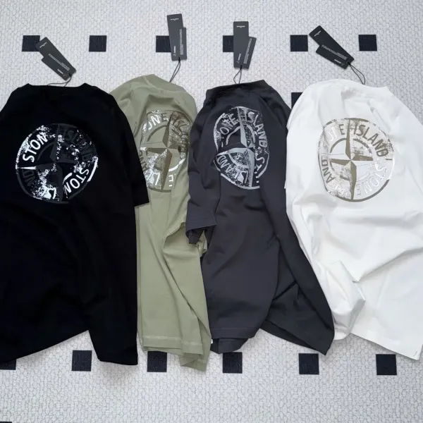 Stone Island Compass Logo T-Shirt Charcoal Gray T-Shirt - 6