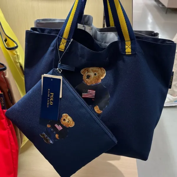 Polo Ralph Lauren Bear Tote Bag Set Navy Blue - 2