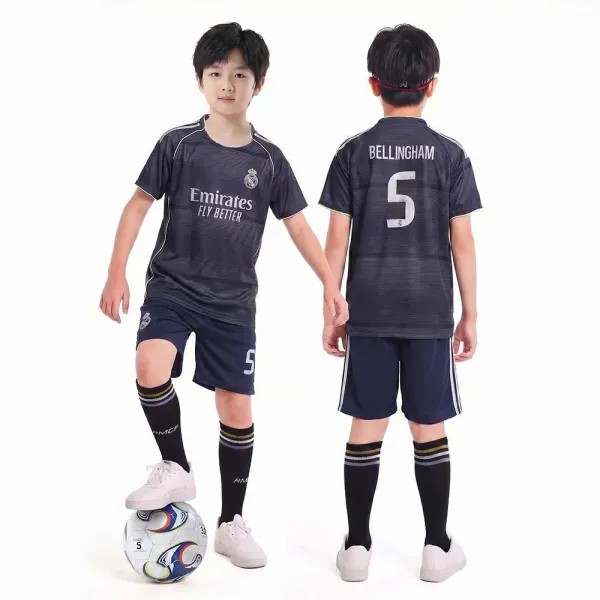 Real Madrid Bellingham #5 Away Jersey Navy Blue Youth Soccer Kit - 1