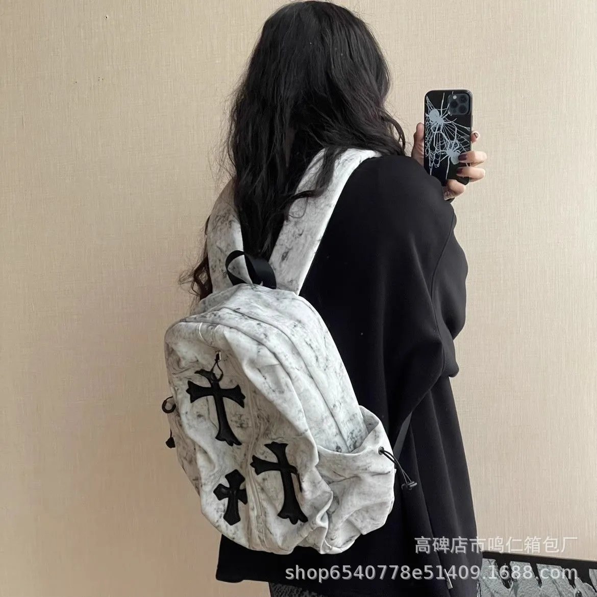 Chrome Hearts Marble Cross Print Backpack - 4