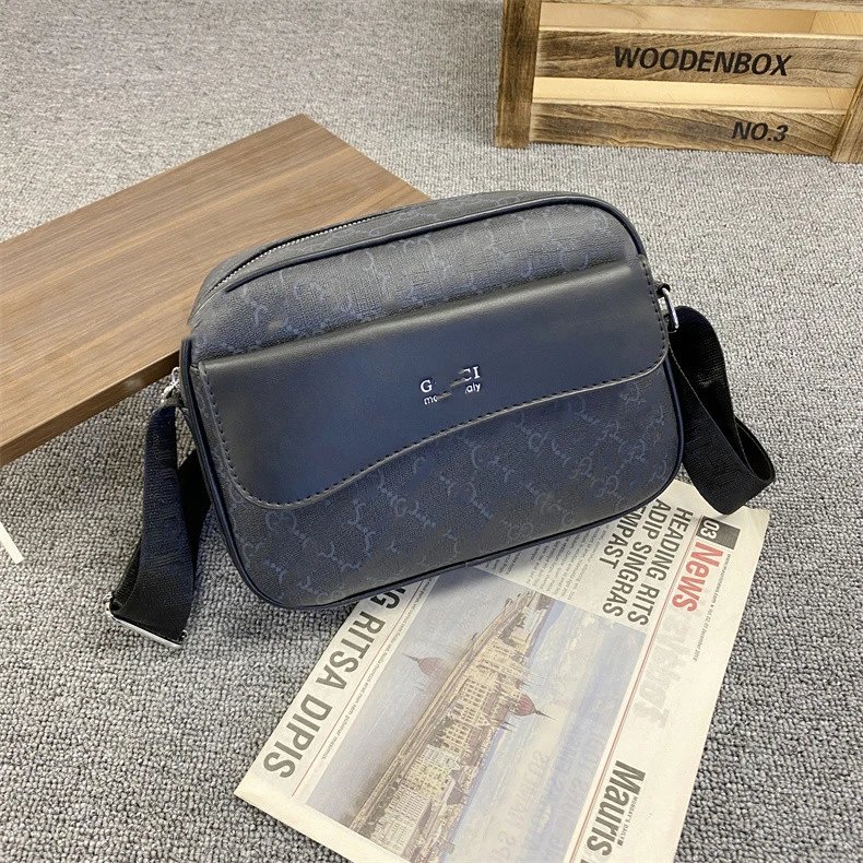 Design Camera Bag with Abstract Print Navy Blue Crossbody Bag - 4