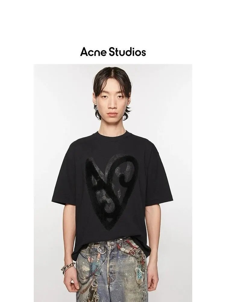 Acne Studios Embroidered Logo T-Shirt Charcoal Gray T-Shirt - 27