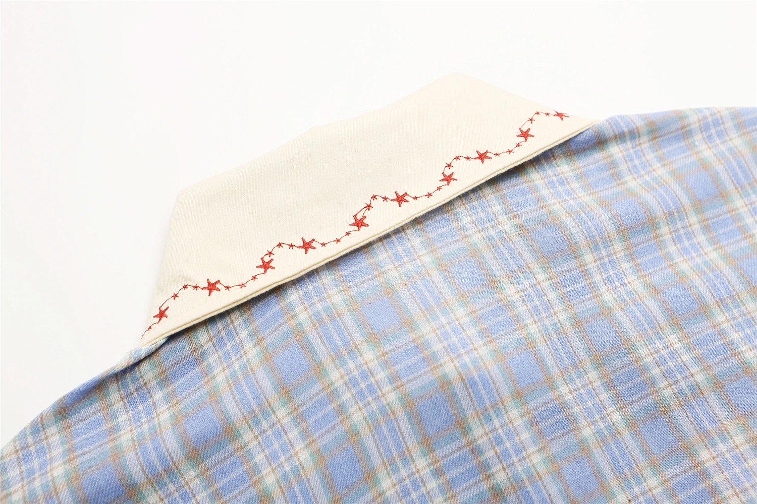 INU IKII Embroidered Plaid Shirt Blue - 10