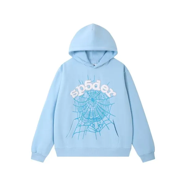 SP5DER Spider Web Hoodie Light Blue - 1
