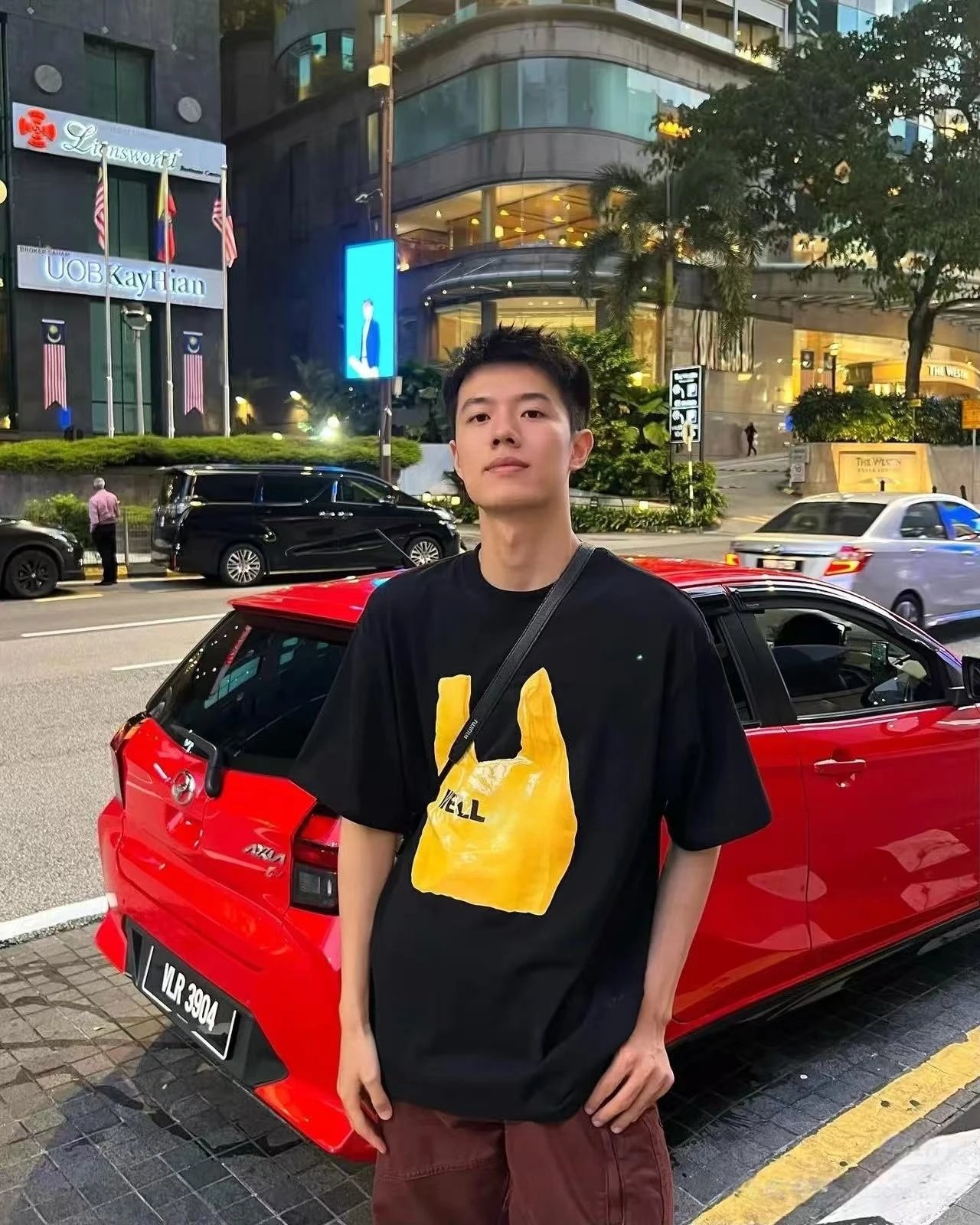 Design WELLU Plastic Bag Print Black Oversized T-Shirt T-Shirts - 12