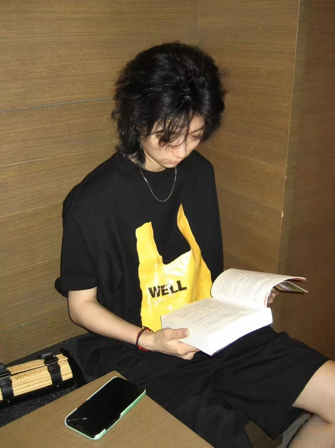 Design WELLU Plastic Bag Print Black Oversized T-Shirt T-Shirts - 16